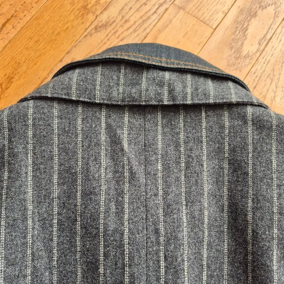 2 in 1 Geisha Jeans Denim Pinstripe Blazer Jean Jacket Layer - Picture 8 of 12